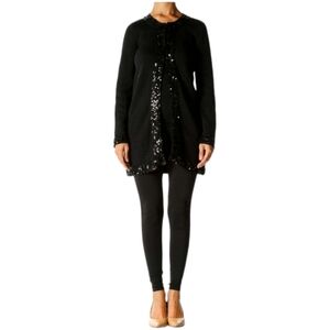Dana Buchman Sequins Trimmed Open Front‎ Cardigan Long Sleeve Size M